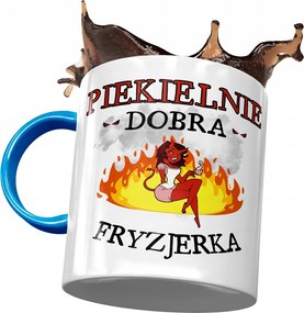 Kék Bögre Fodrásznak Pokolian Jó Nyomtatott Fotóval