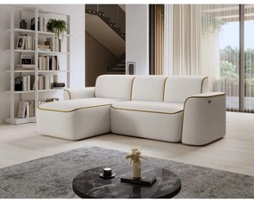 Sárga-krémszínű buklé sarokkanapé (bal oldali-heverő résszel) Ume – ELTAP