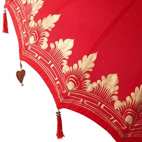 Balinéz Napernyő Piros 210-220 cm Pamut, tömör fa