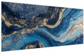 Kép - Kék-arany absztrakt márvány (120x50 cm)