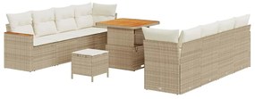 vidaXL Kerti Kanapé Szett párnával 12 pcs Bézs polirattan