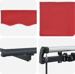 Behúzható napellenző Piros 300 x 250 cm Poliészter és acél