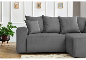 Szürke bársony sarokkanapé Enjoy – Bobochic Paris