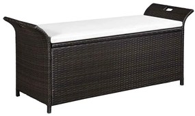 Barna polyrattan tárolópad párnával 138 cm