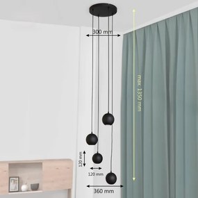 LED Csillár zsinóron MIDWAY 4xGU10/4,8W/230V fekete