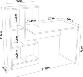 Polcos íróasztal 117x40x92cm tölgy FUR-1604-tolgy
