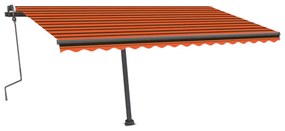 narancs-barna kézzel kihúzható póznás napellenző 400 x 300 cm
