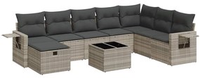 vidaXL 9 részes világosszürke polyrattan kerti ülőgarnitúra párnával