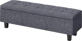 HOMCOM Tároló Pad, Párnázott Pad Vászon Hatással, Fából készült Lábakkal, Modern Ágyvég Pad Előszobába, Hálószobába, Nappaliba, 138 x 40 x 45 cm, Söté