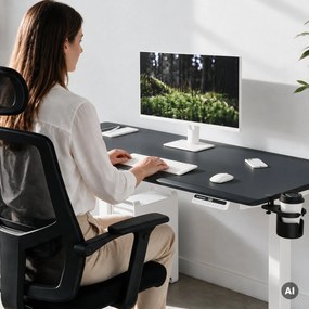 Elektromos, állítható magasságú, ergonomikus, fehér-antracit íróasztal,1600x800 mm: ARIA