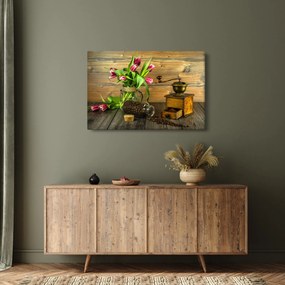 Tulipánok, daráló és kávé képe (90x60 cm)