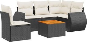 vidaXL 6 részes fekete polyrattan kerti ülőgarnitúra párnákkal