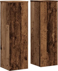 vidaXL 2 db antik fa színű szerelt fa növénytartó állvány 25x25x80 cm