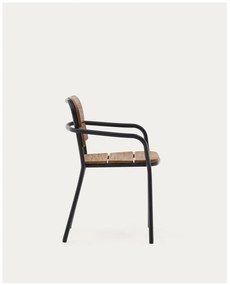 Fekete-barna tömörfa-fém kerti szék Algueret – Kave Home