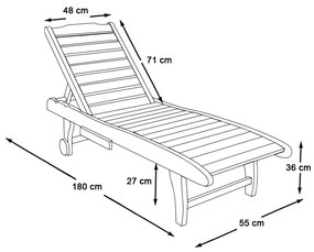Állítható fa pihenőágy kihúzható tartóval