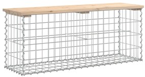 vidaXL tömör fenyőfa gabion kerti pad 103x31,5x42 cm