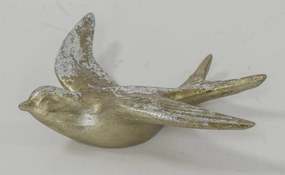 Koptatott fém fecske faldekoráció patinás óarany 11x10x2cm
