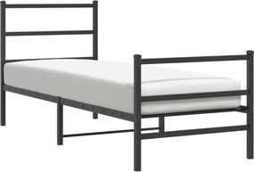 vidaXL fekete fém ágykeret fej- és lábtámlával 75 x 190 cm