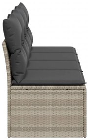4 személyes világosszürke polyrattan kerti kanapé párnával