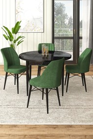 Rox étkezőgarnitúra, fekete márvány-khaki, 90 cm