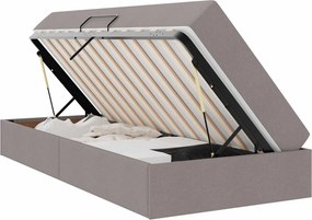 vidaXL Ágy tárolóval és matraccal Tópszínű 90 x 200 cm Poliészter