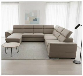 Ággyá alakítható ülőgarnitúra univerzális U-alakú sarokkal és tárolóhellyel GRANADA, bézs