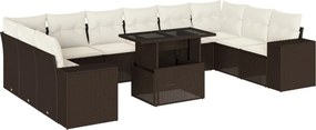 vidaXL 11 részes barna polyrattan kerti ülőgarnitúra párnákkal