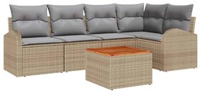 vidaXL Kerti Kanapé Szett párnával 6 pcs Bézs polirattan