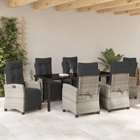 7 darabos kerti étkező szett világosszürke poli rattan
