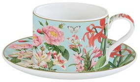 Porcelán teás csésze aljjal virág mintával Easy Life Botanic Garden