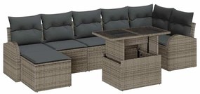 Kerti Kanapé Szett tárolóval 8 pcs Szürke Poli rattan