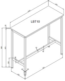 Bárasztal, magas bárpult 100 x 40 x 90 cm, rusztikus barna
