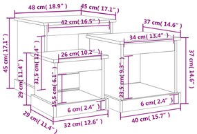 3 db fehér szerelt fa dohányzóasztal