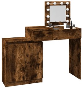 füstös tölgy színű LED-es fésülködőasztal 115 x 37 x 110,5 cm