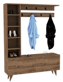 Natúr színű előszoba bútor diófa dekorral Hale – Kalune Design