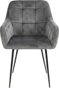 Szürke LOREN VELVET étkezőszék fekete lábakkal