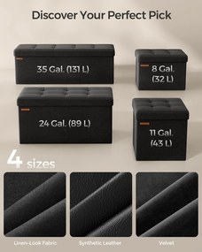 SONGMICS tárolós ülőke, összecsukható ülőpad, 38×76×38 cm, fekete