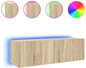 vidaXL sonoma tölgy színű fali TV-szekrény LED-ekkel 100 x 35 x 31 cm