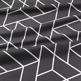 Goldea pamut körgumis lepedő - mozaik minta, sötétszürke alapon 180 x 200 cm