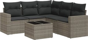 vidaXL 6 részes szürke polyrattan kerti ülőgarnitúra párnákkal