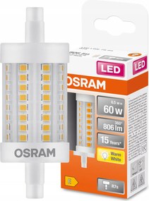 Led izzó R7s Izzó 78mm 6,5W 60W 2700K Osram