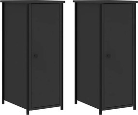 vidaXL 2 db fekete szerelt fa éjjeliszekrény 32 x 42 x 80 cm