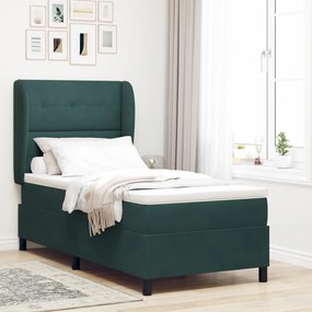 Boxspring Ágy Matrac T sötétzöld 90x190 cm Bársony