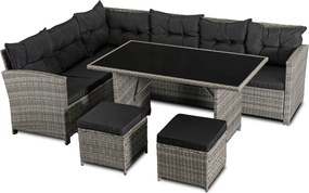 DALLAS kerti bútor szett szürke/fekete