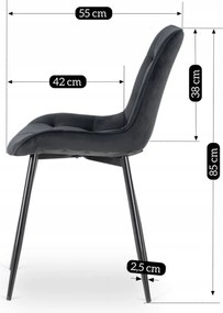 Fekete Bársony Étkezőszék. CHRIS