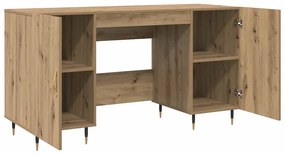 Asztal polcokkal kézműves tölgy 140 x 50 x 75 cm Faanyag