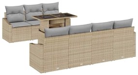 vidaXL Kerti Kanapé Szett 8 pcs Beige és Világosszürke polirattan