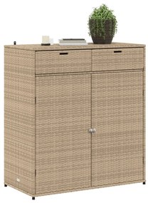 bézs polyrattan kerti tárolószekrény 105 x 55 x 113 cm