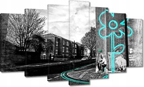 Vászonkép 140x80 Banksy Türkiz virág