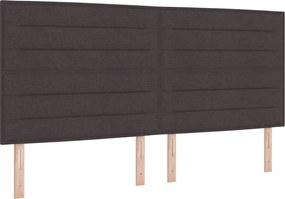 vidaXL Boxrugós ágy matracmal leddel sötétbarna 200 x 200 cm szövet
